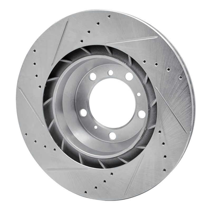 Porsche 911 Brake Rotor (1) - Left Rear - R1 Concepts - Drilled & Slotted - Silver - `07-`16